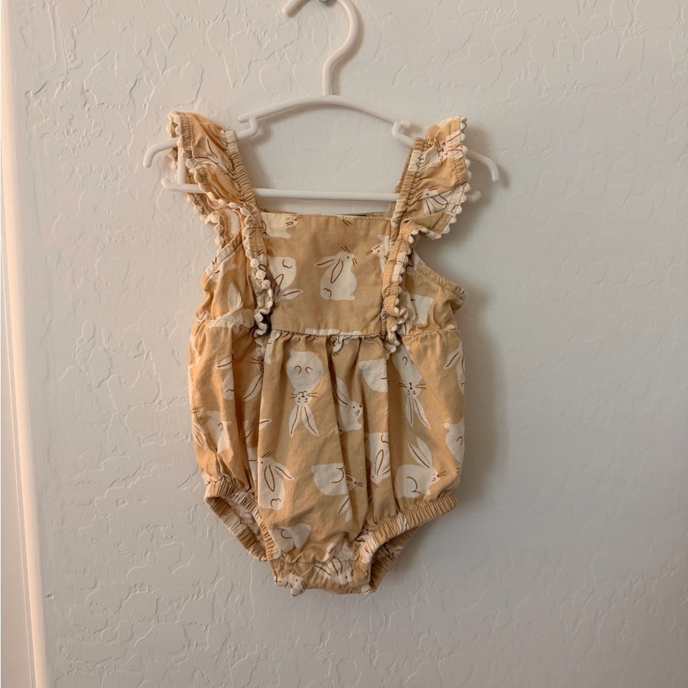 Old Navy Tan Baby Romper with Bunny Print